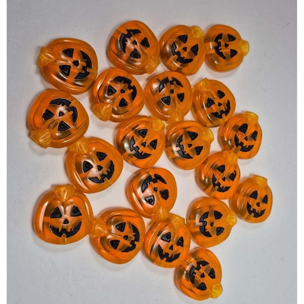20 Vintage Halloween Pumpkin Hard Plastic Clear Orange String Light Covers